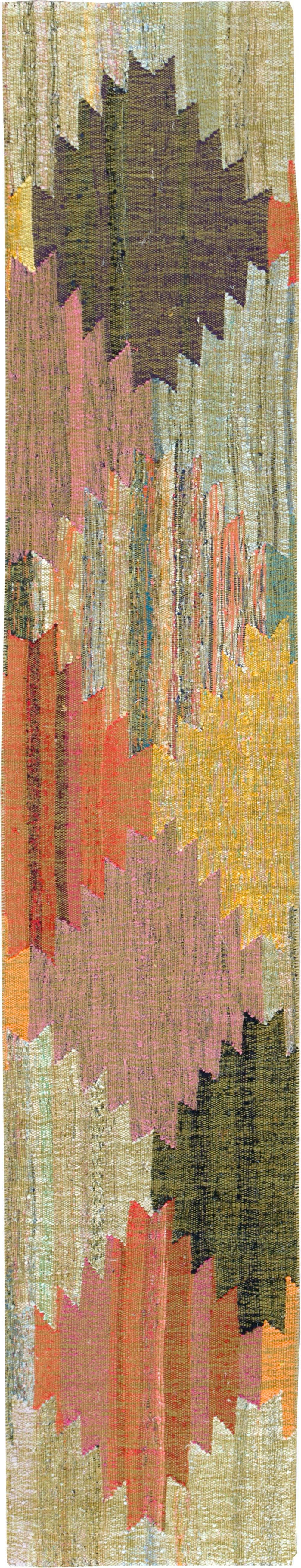 Modern Turkish Flatweave Runner, No.31697 - Gsblank