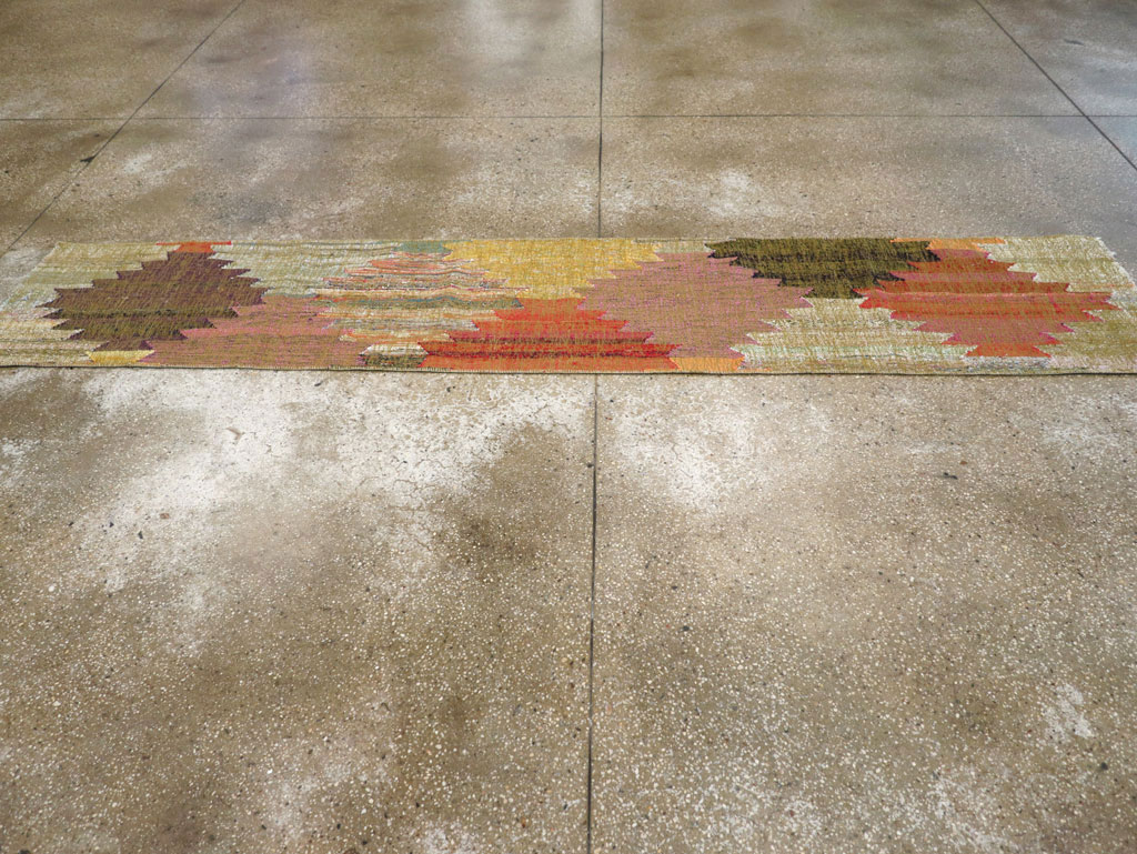 Modern Turkish Flatweave Runner, No.31697 - Gsblank