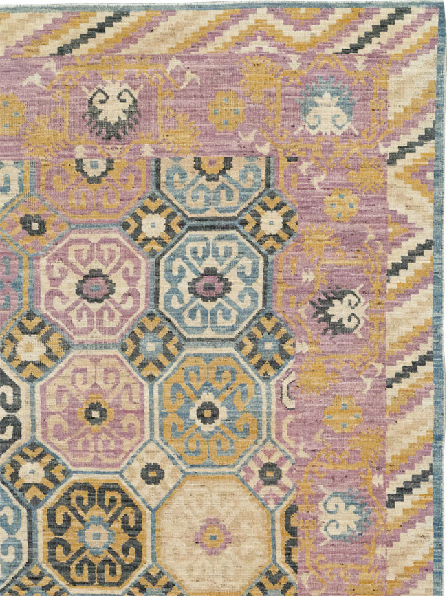 Contemporary East Turkestan Khotan Room Size Carpet, No.31719 - Gsblank