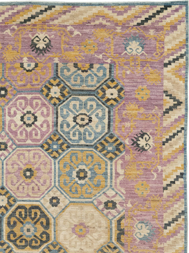 Contemporary East Turkestan Khotan Room Size Carpet, No.31719 - Gsblank