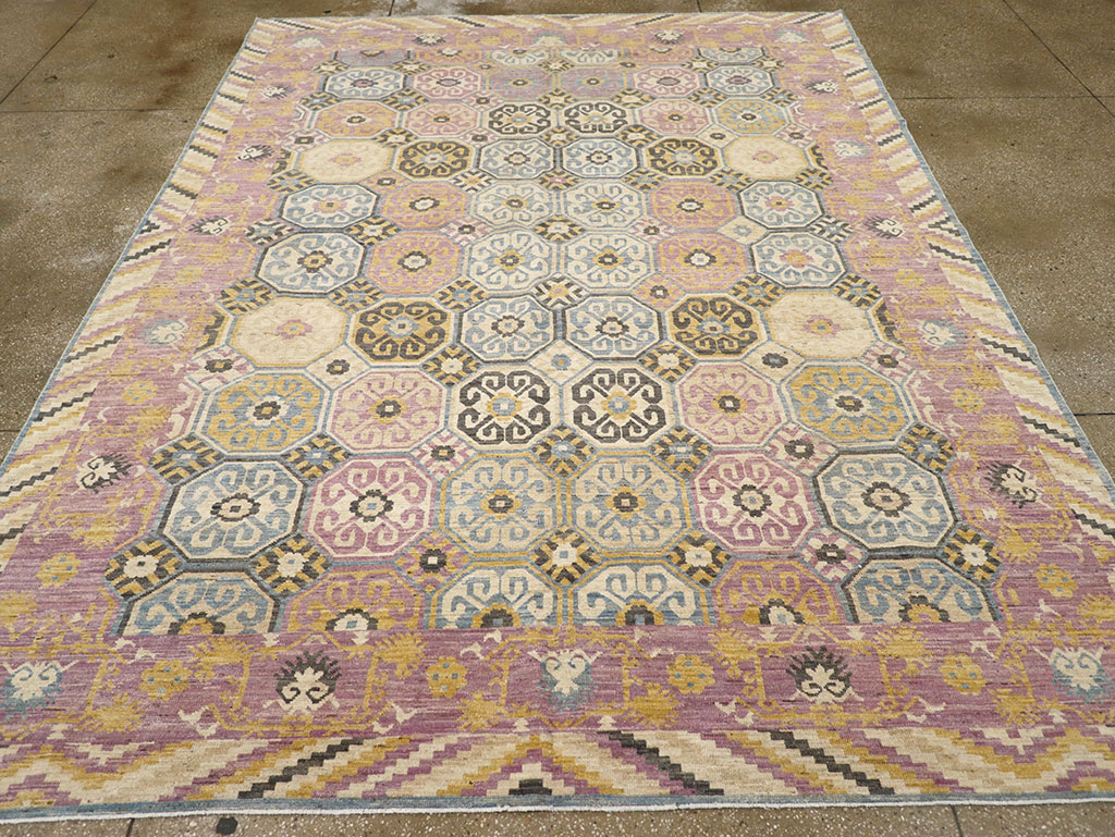 Contemporary East Turkestan Khotan Room Size Carpet, No.31719 - Gsblank
