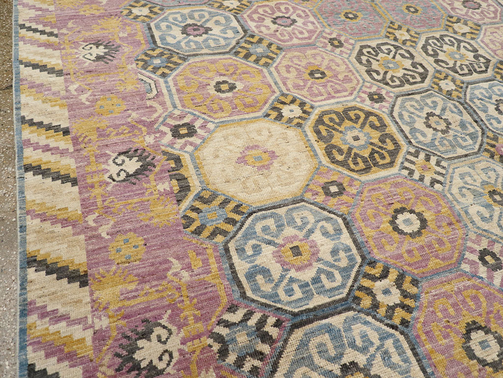 Contemporary East Turkestan Khotan Room Size Carpet, No.31719 - Gsblank