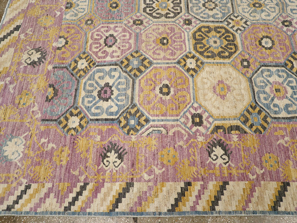 Contemporary East Turkestan Khotan Room Size Carpet, No.31719 - Gsblank