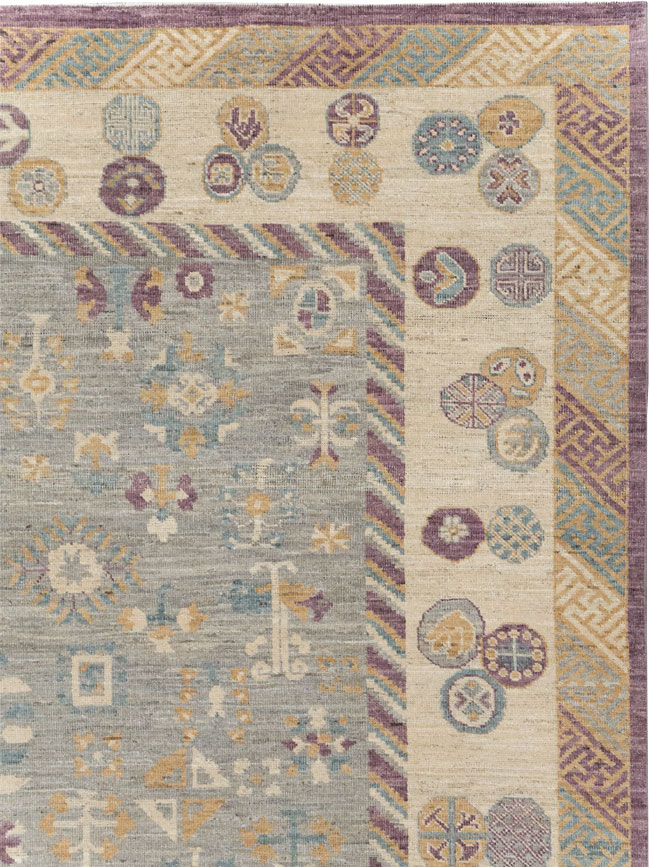 Modern East Turkestan Khotan Room Size Carpet, No.31731 - Gsblank