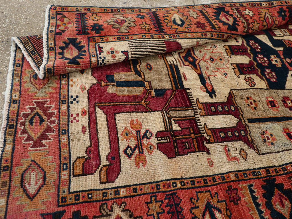 Vintage Persian Pictorial Bakhtiari Tribal Accent Rug, No.31741 - Gsblank