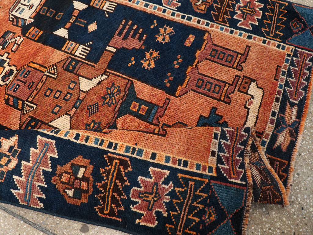 Vintage Persian Pictorial Bakhtiari Accent Rug, No.31743 - Gsblank