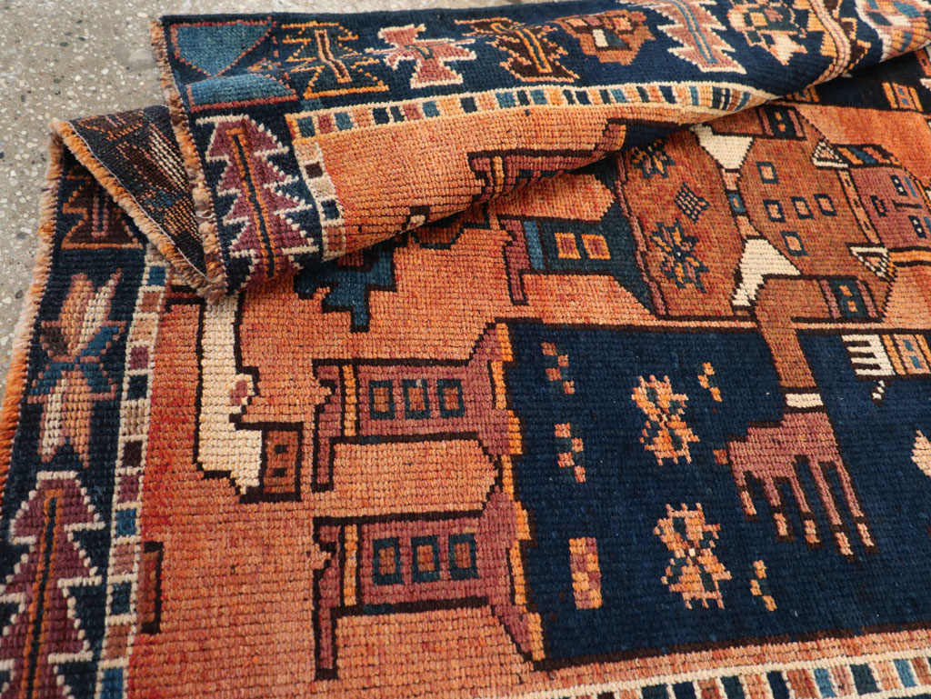 Vintage Persian Pictorial Bakhtiari Accent Rug, No.31743 - Gsblank