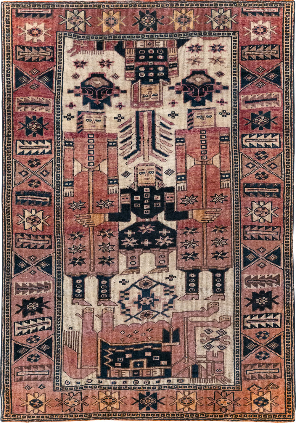 Vintage Persian Pictorial Bakhtiari Tribal Accent Rug, No.31744 - Gsblank