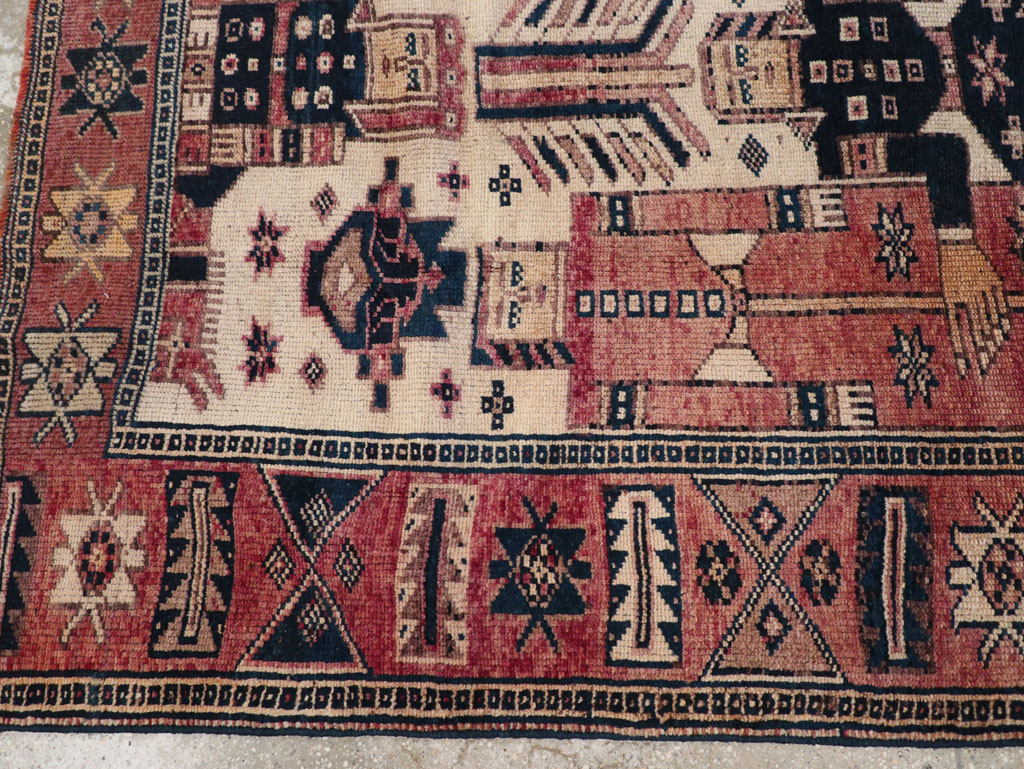 Vintage Persian Pictorial Bakhtiari Tribal Accent Rug, No.31744 - Gsblank