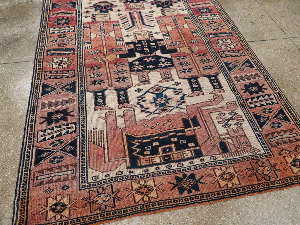 Vintage Persian Pictorial Bakhtiari Tribal Accent Rug, No.31744 - Gsblank