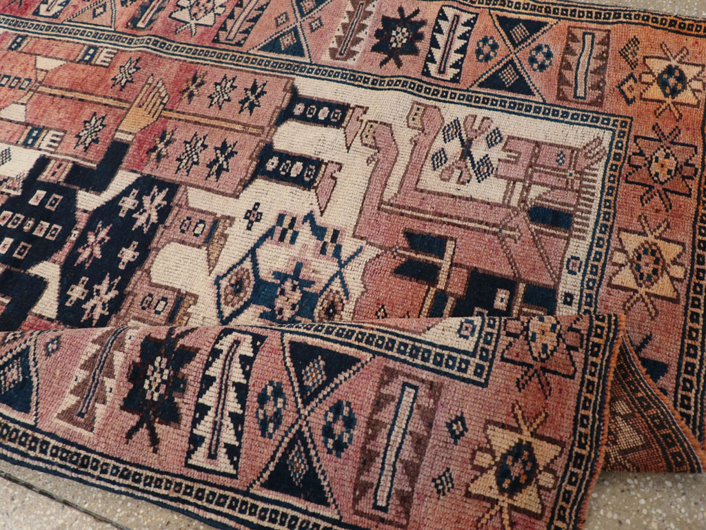 Vintage Persian Pictorial Bakhtiari Tribal Accent Rug, No.31744 - Gsblank