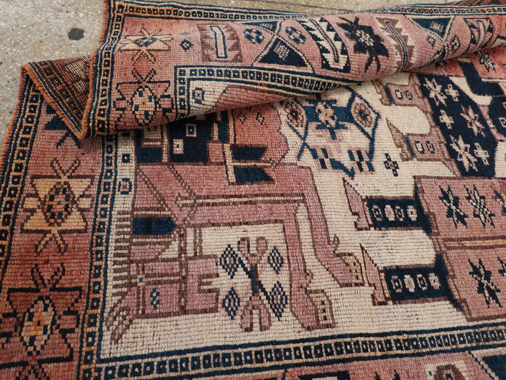 Vintage Persian Pictorial Bakhtiari Tribal Accent Rug, No.31744 - Gsblank