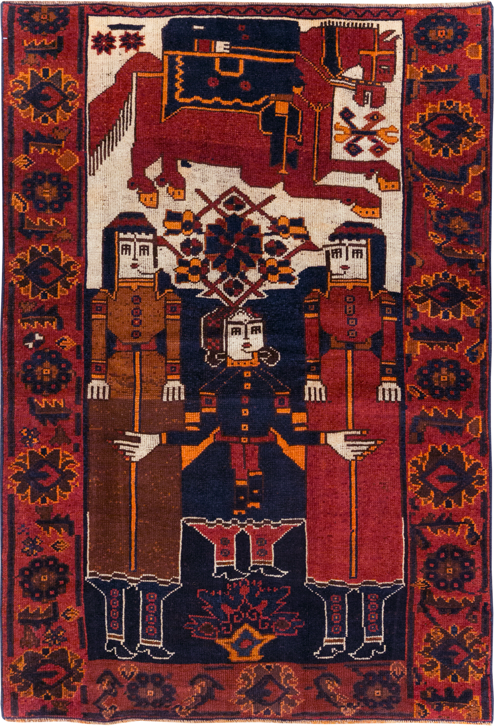 Vintage Persian Bakhtiari Pictorial Rug, No.31749 - Gsblank
