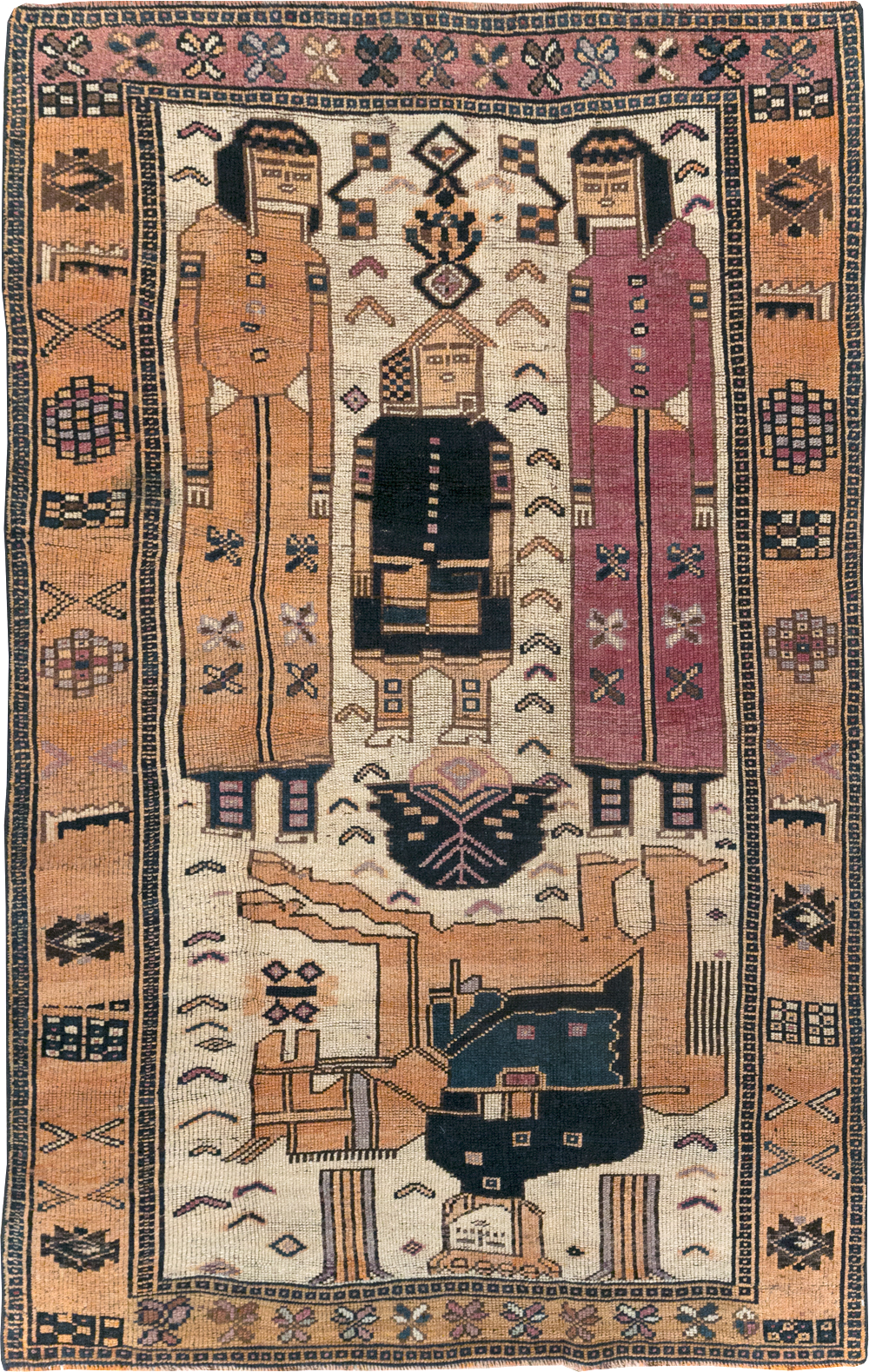 Vintage Persian Bakhtiari Pictorial Rug, No.31750 - Gsblank