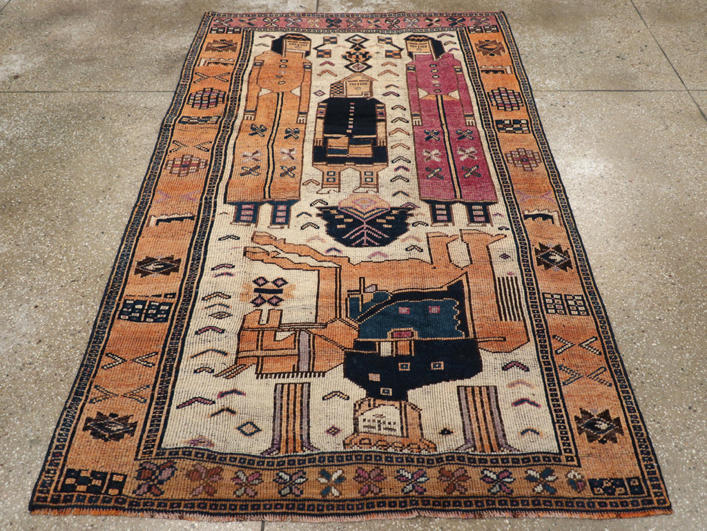 Vintage Persian Bakhtiari Pictorial Rug, No.31750 - Gsblank