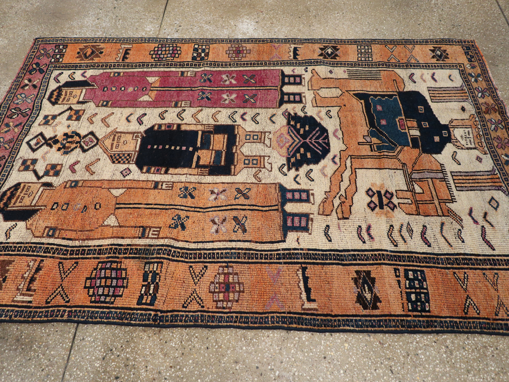 Vintage Persian Bakhtiari Pictorial Rug, No.31750 - Gsblank
