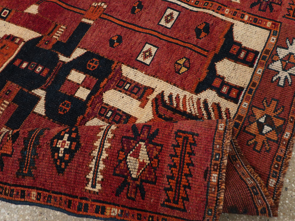 Vintage Persian Pictorial Bakhtiari Tribal Accent Rug, No.31751 - Gsblank
