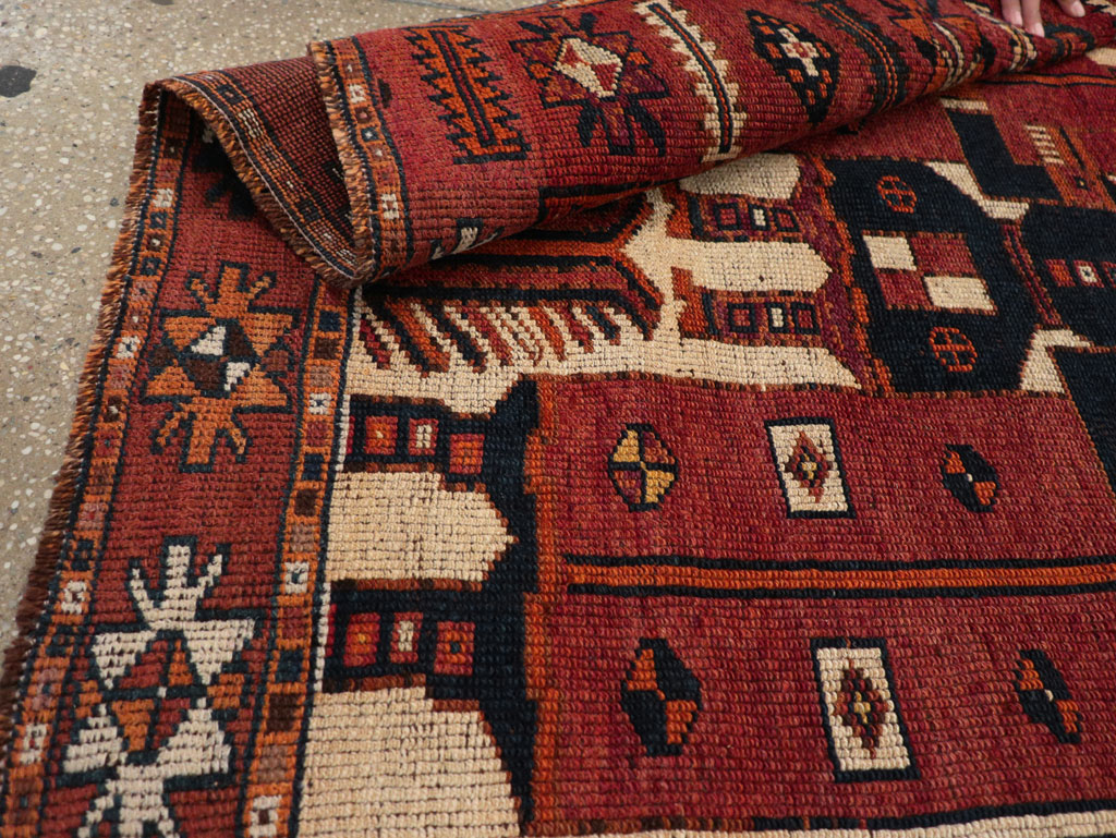 Vintage Persian Pictorial Bakhtiari Tribal Accent Rug, No.31751 - Gsblank