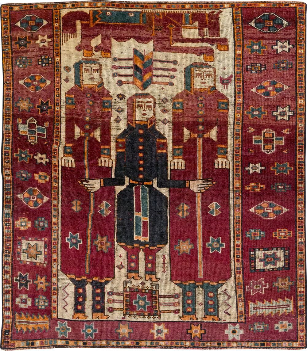 Vintage Persian Bakhtiari Pictorial Rug, No.31752 - Gsblank