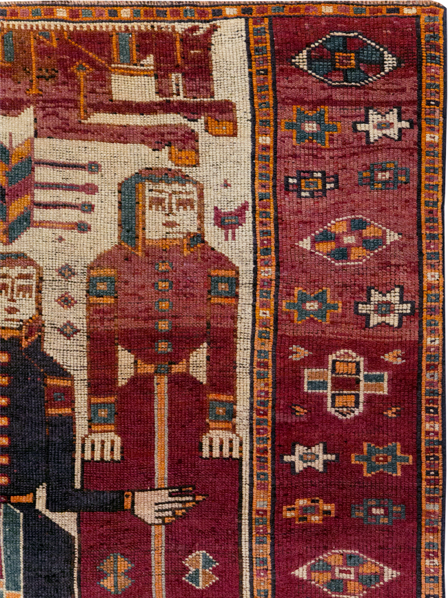 Vintage Persian Bakhtiari Pictorial Rug, No.31752 - Gsblank
