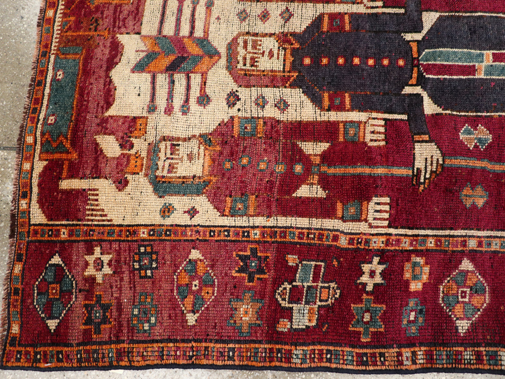 Vintage Persian Bakhtiari Pictorial Rug, No.31752 - Gsblank