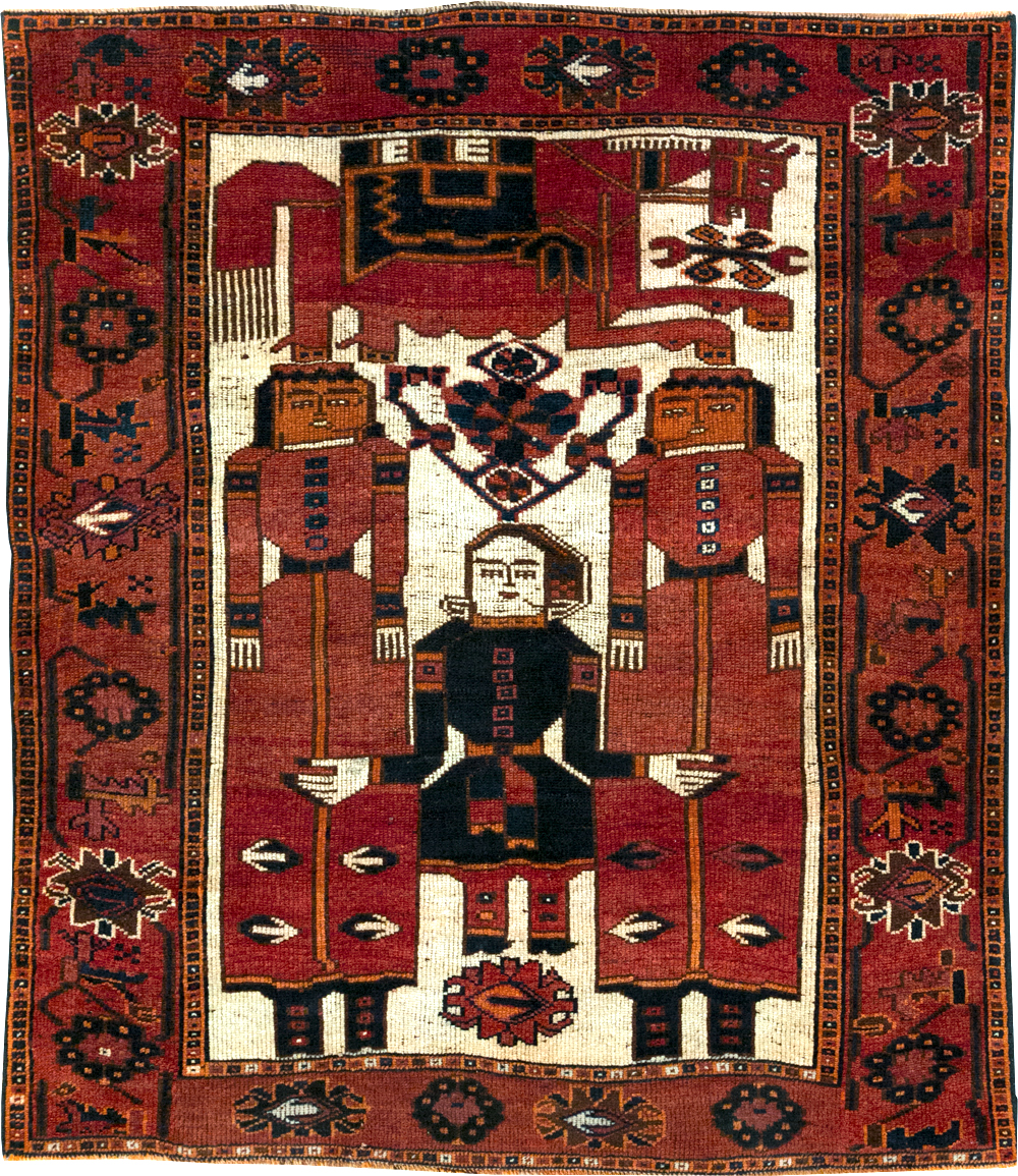 Vintage Persian Bakhtiari Pictorial Rug, No.31754 - Gsblank