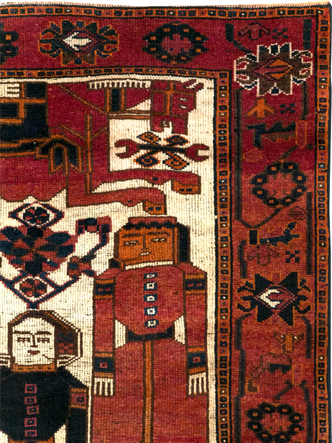 Vintage Persian Bakhtiari Pictorial Rug, No.31754 - Gsblank