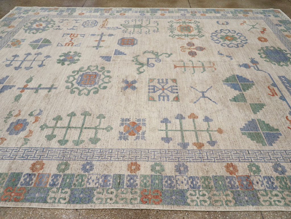 Modern East Turkestan Khotan Room Size Carpet, No.31761 - Gsblank