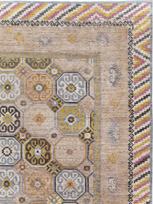 Modern East Turkestan Khotan Room Size Carpet, No.31763 - Gsblank