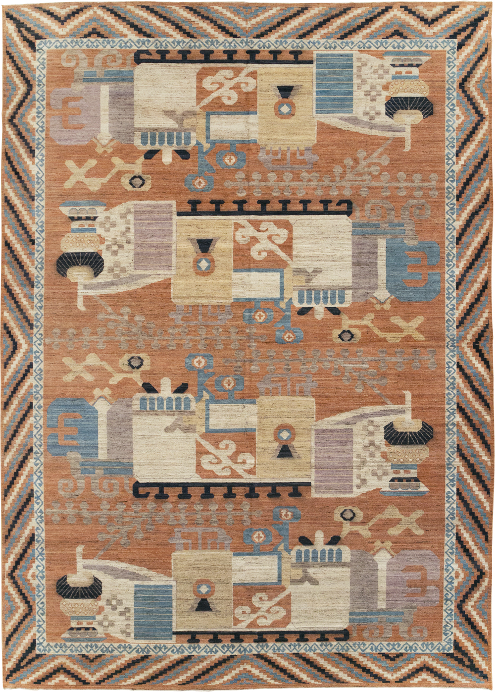 Modern East Turkestan Khotan Room Size Carpet, No.31768 - Gsblank