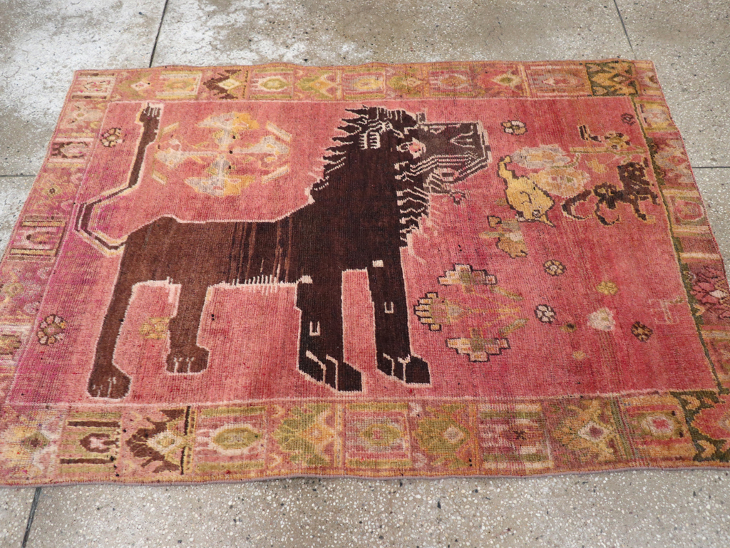 Vintage Persian Pictorial Shiraz Throw Rug, No.31777 - Gsblank