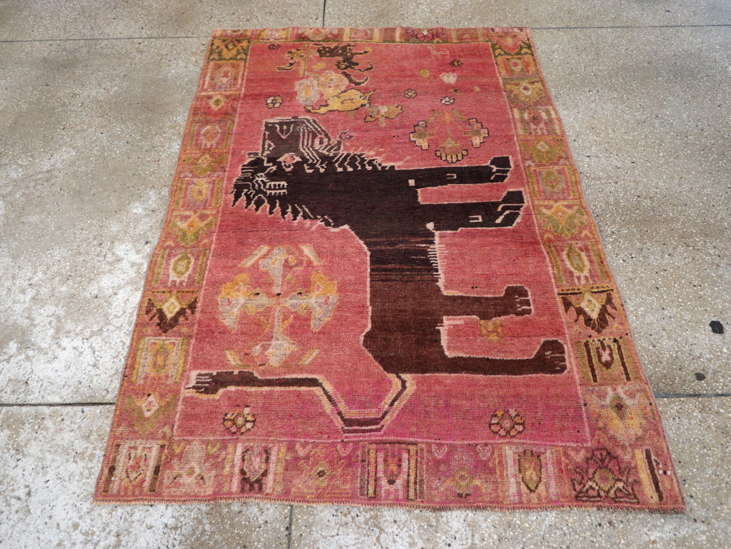 Vintage Persian Pictorial Shiraz Throw Rug, No.31777 - Gsblank
