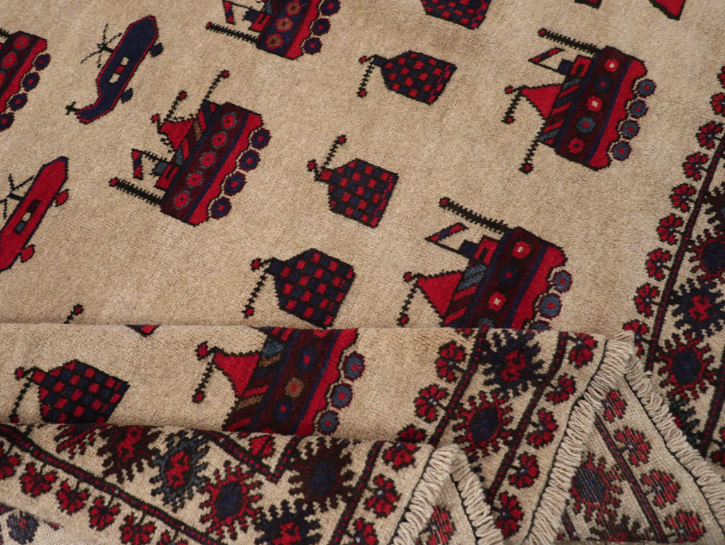 Vintage Afghan Pictorial War Rug, No.31782 - Gsblank