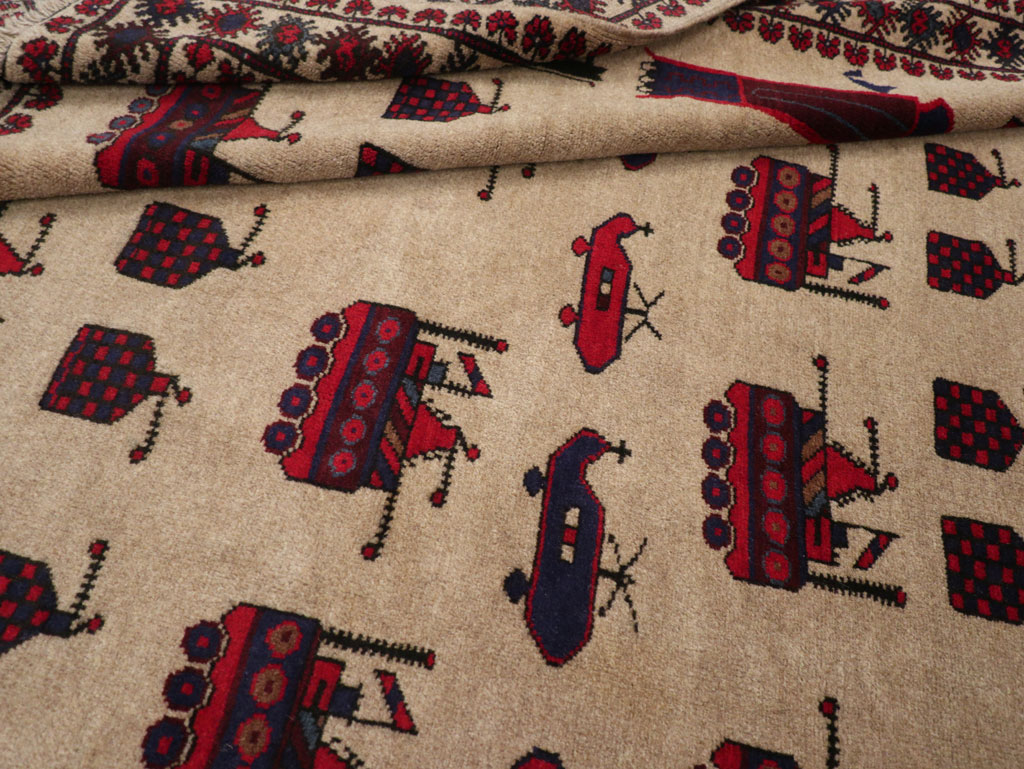 Vintage Afghan Pictorial War Rug, No.31782 - Gsblank