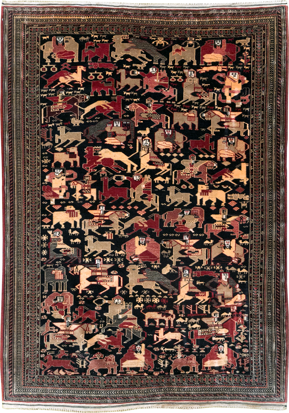 Vintage Pictorial Turkoman Rug, No.31784 - Gsblank