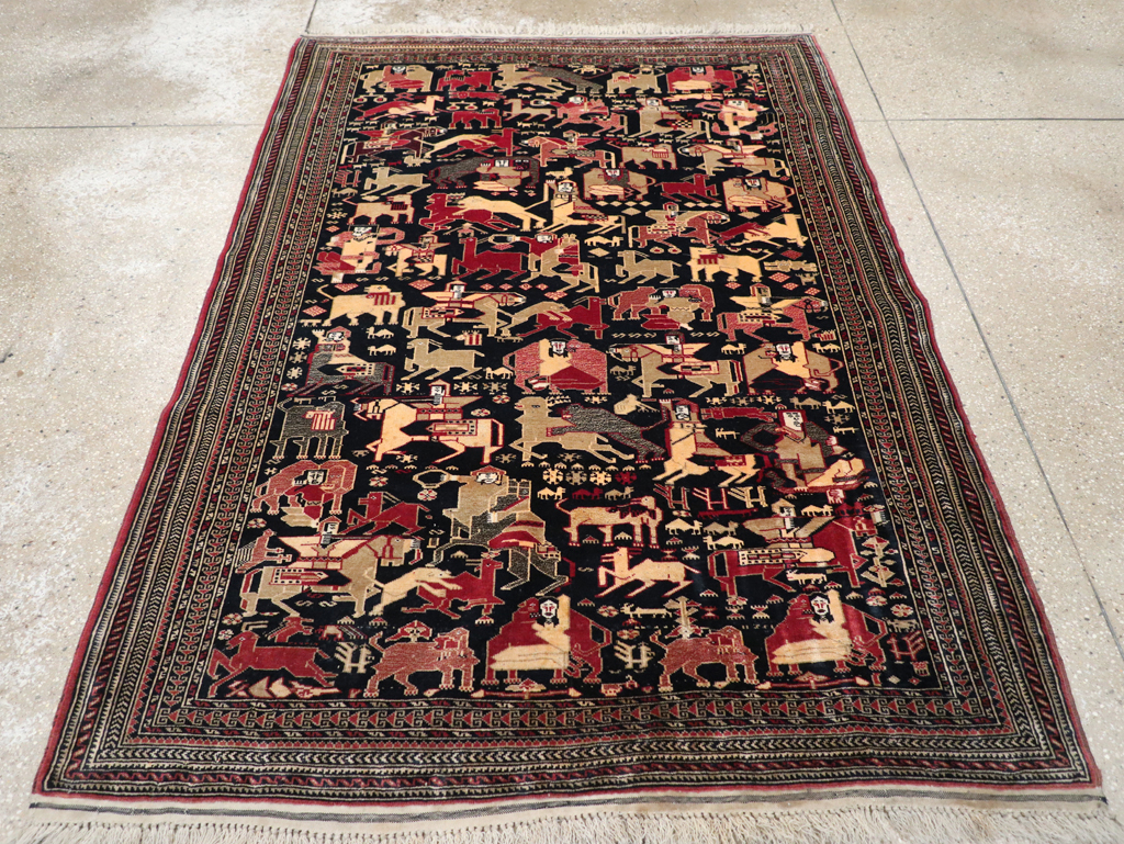 Vintage Pictorial Turkoman Rug, No.31784 - Gsblank