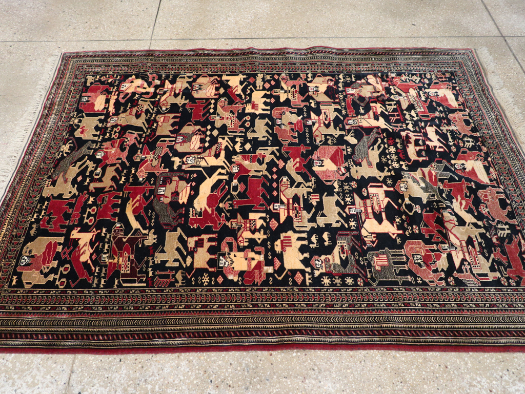 Vintage Pictorial Turkoman Rug, No.31784 - Gsblank
