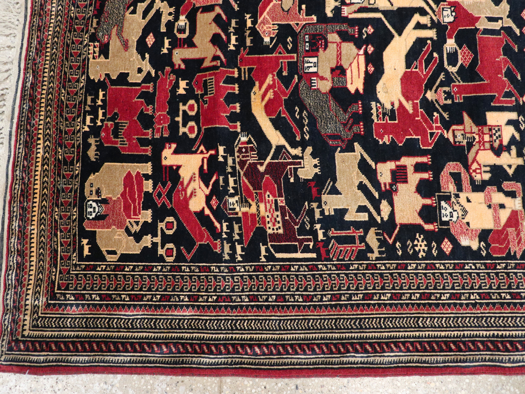 Vintage Pictorial Turkoman Rug, No.31784 - Gsblank