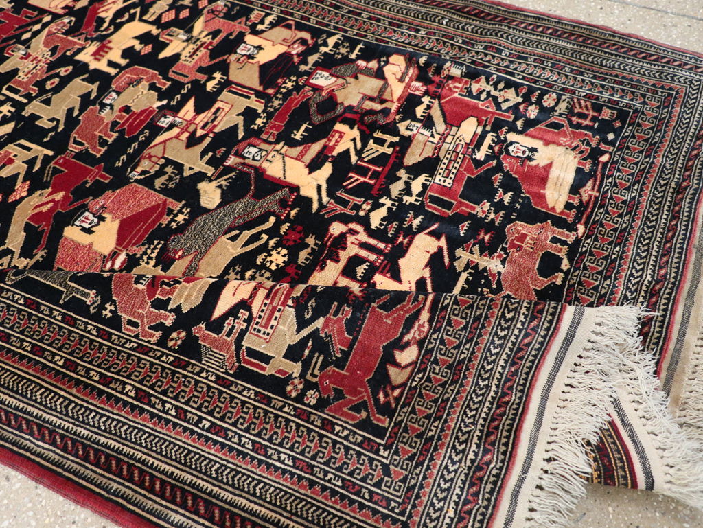 Vintage Pictorial Turkoman Rug, No.31784 - Gsblank