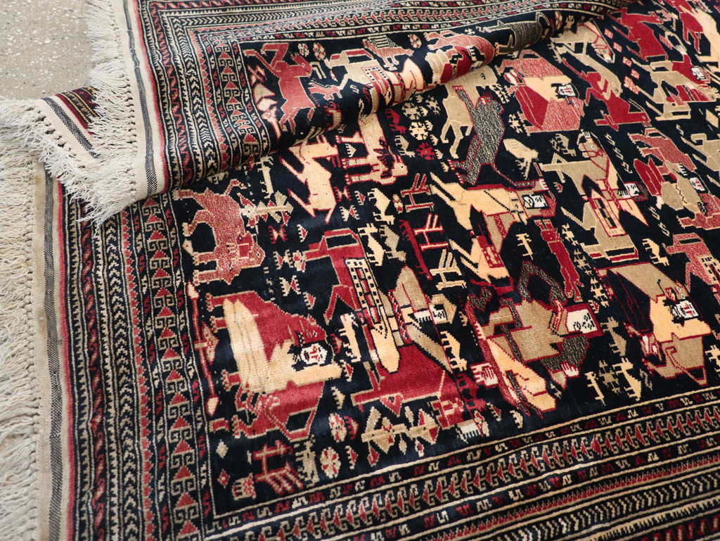 Vintage Pictorial Turkoman Rug, No.31784 - Gsblank