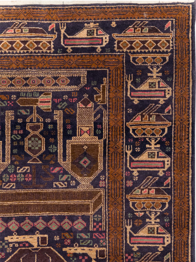 Vintage Afghan Pictorial War Rug, No.31785 - Gsblank