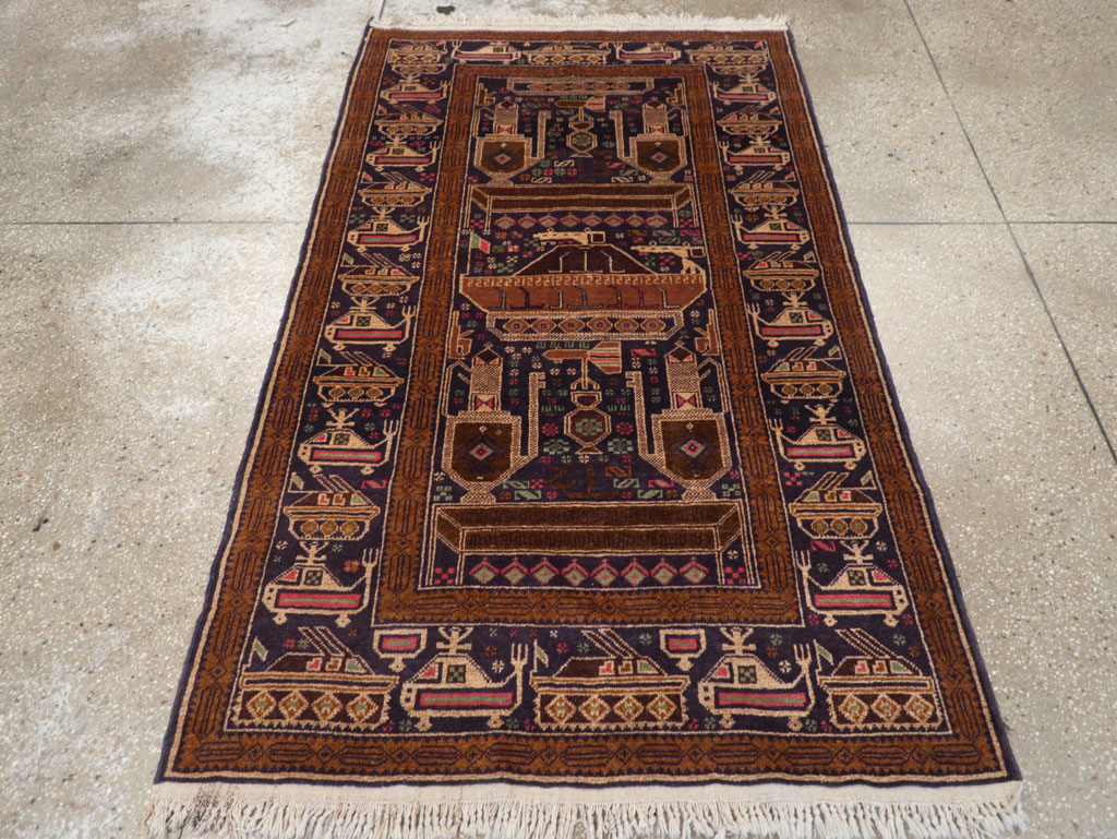 Vintage Afghan Pictorial War Rug, No.31785 - Gsblank
