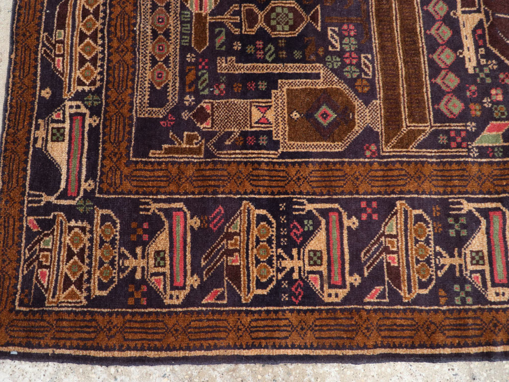 Vintage Afghan Pictorial War Rug, No.31785 - Gsblank