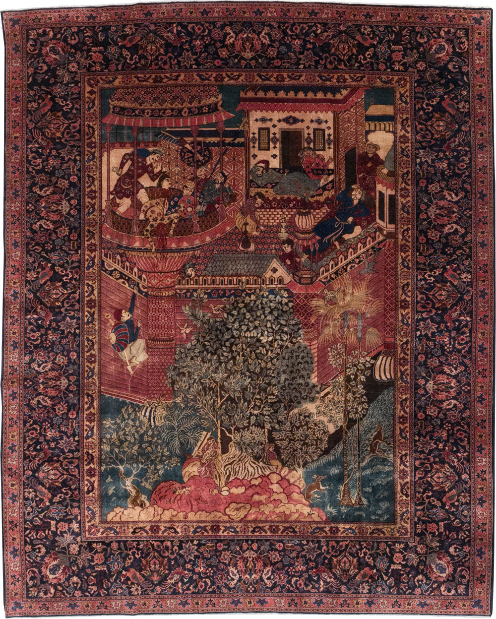 Antique Indian Pictorial Room Size Carpet, No.31820 - Gsblank