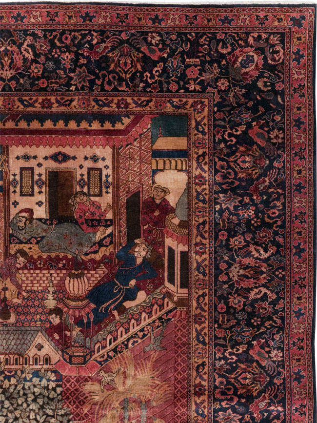Antique Indian Pictorial Room Size Carpet, No.31820 - Gsblank
