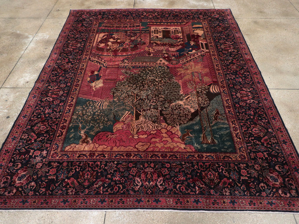 Antique Indian Pictorial Room Size Carpet, No.31820 - Gsblank