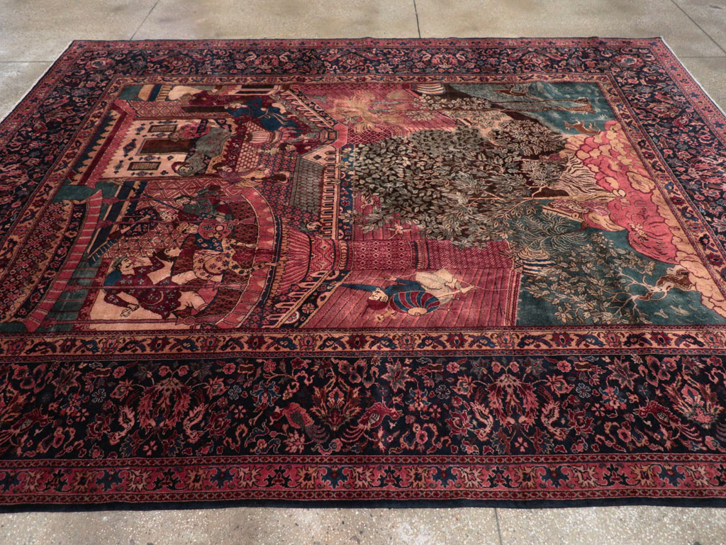 Antique Indian Pictorial Room Size Carpet, No.31820 - Gsblank