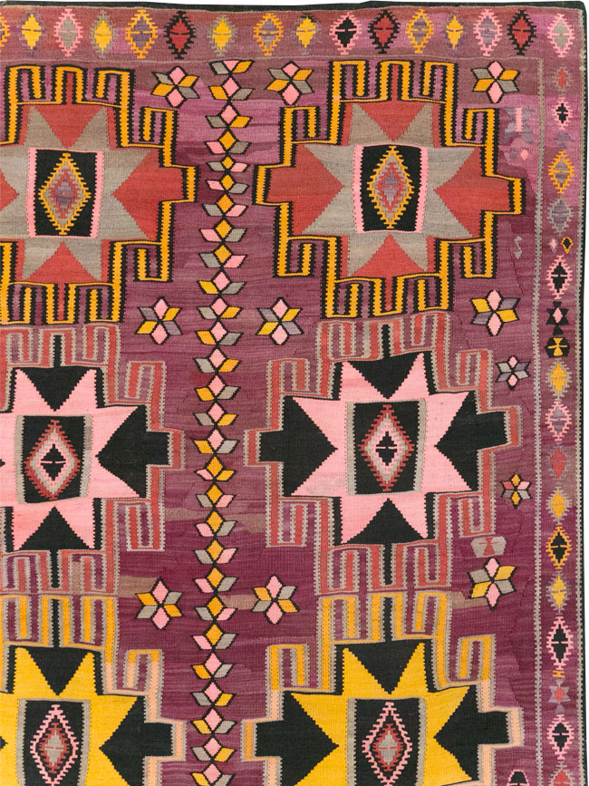 Vintage Turkish Flatweave Kilim Large Room Size Carpet, No.31831 - Gsblank