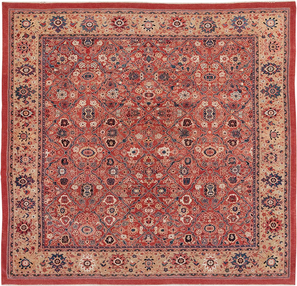 Antique Persian Mahal Square Room Size Carpet, No.31836 - Gsblank