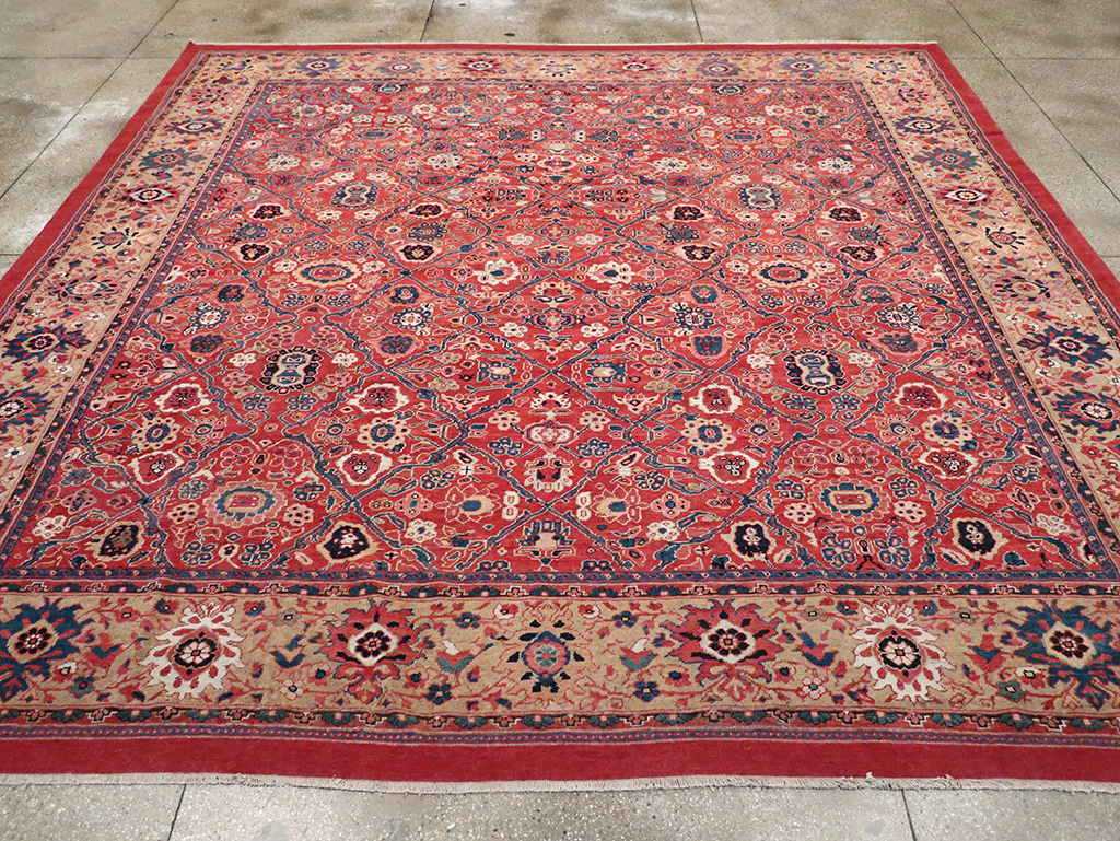 Antique Persian Mahal Square Room Size Carpet, No.31836 - Gsblank